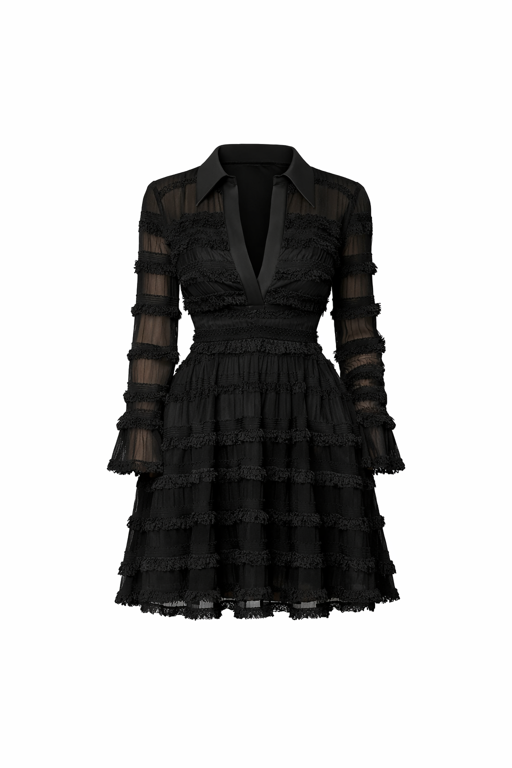 PARISA – VESTIDO CON FLECOS TRANSPARENTES